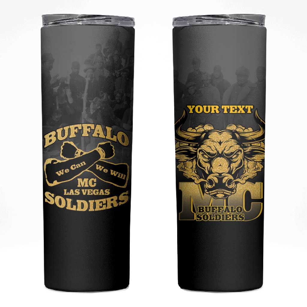 Personalized Buffalo Soldier Skinny Tumbler African American Heroes - Black - African Pride