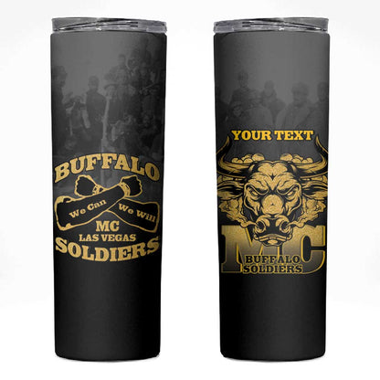 Personalized Buffalo Soldier Skinny Tumbler African American Heroes - Black - African Pride