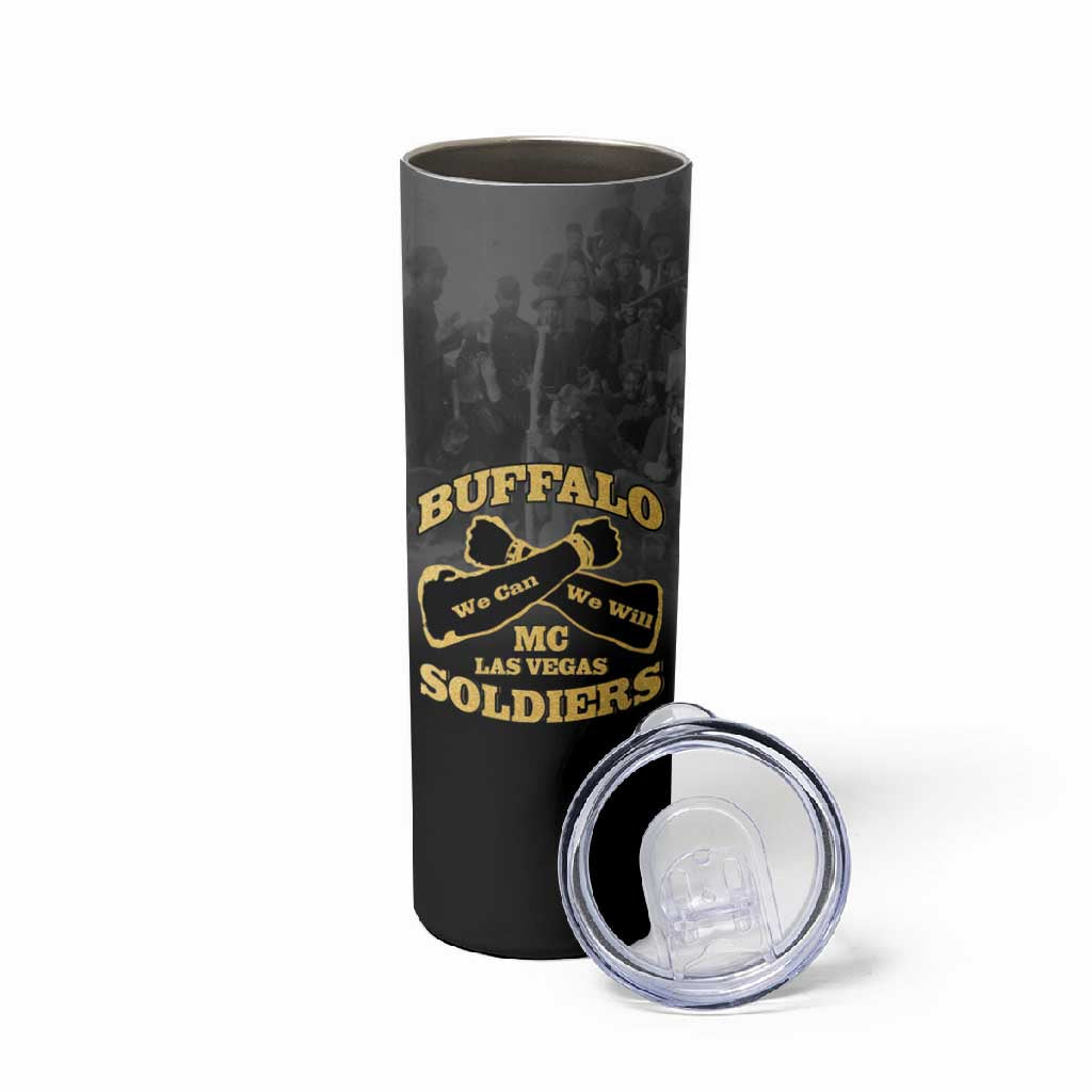 Personalized Buffalo Soldier Skinny Tumbler African American Heroes - Black - African Pride