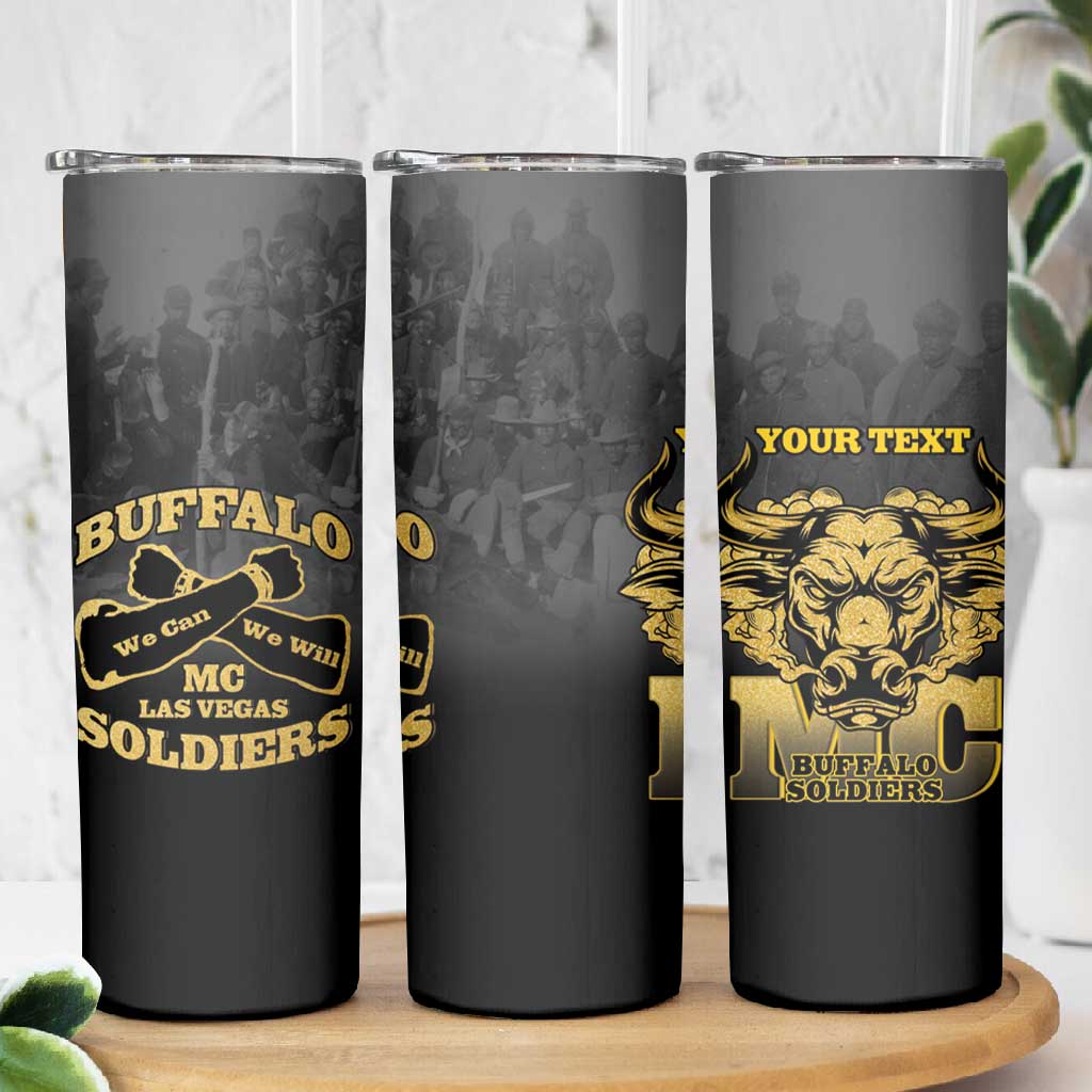 Personalized Buffalo Soldier Skinny Tumbler African American Heroes - Black - African Pride