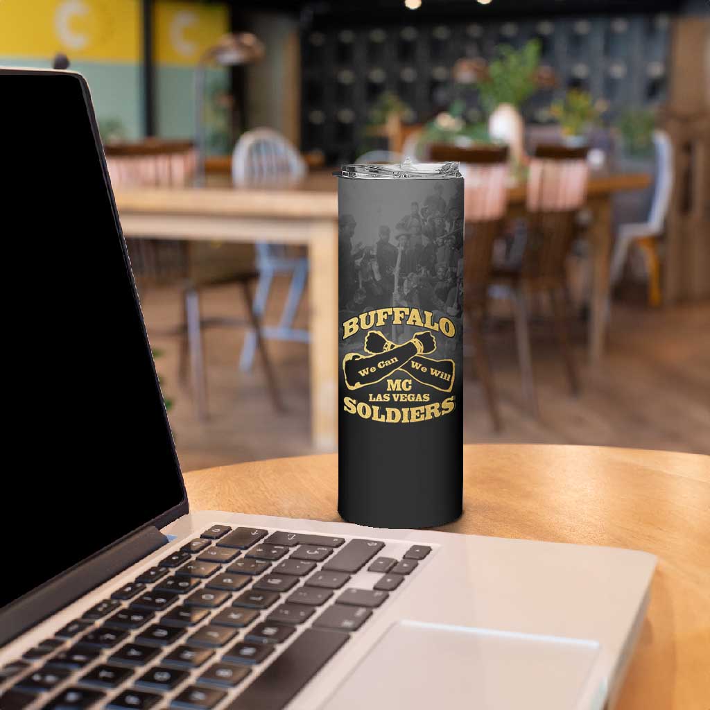Personalized Buffalo Soldier Skinny Tumbler African American Heroes - Black - African Pride