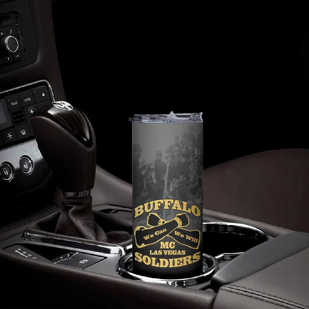 Personalized Buffalo Soldier Skinny Tumbler African American Heroes - Black - African Pride