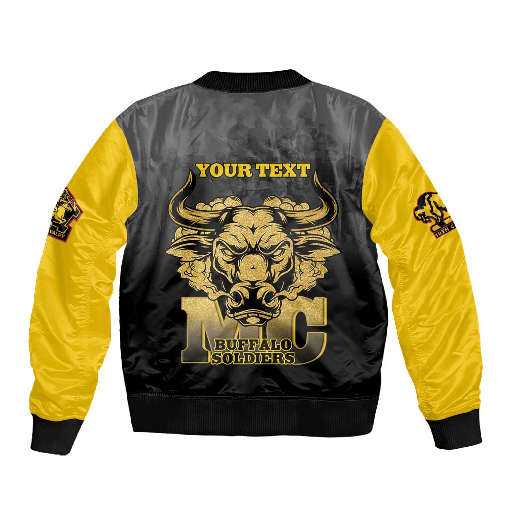 Personalized Buffalo Soldier Sleeve Zip Bomber Jacket African American Heroes - Black - African Pride