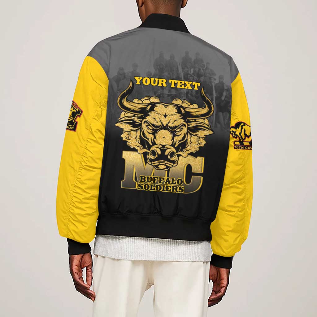 Personalized Buffalo Soldier Sleeve Zip Bomber Jacket African American Heroes - Black - African Pride