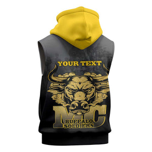 Personalized Buffalo Soldier Sleeveless Zip Hoodie African American Heroes - Black - African Pride