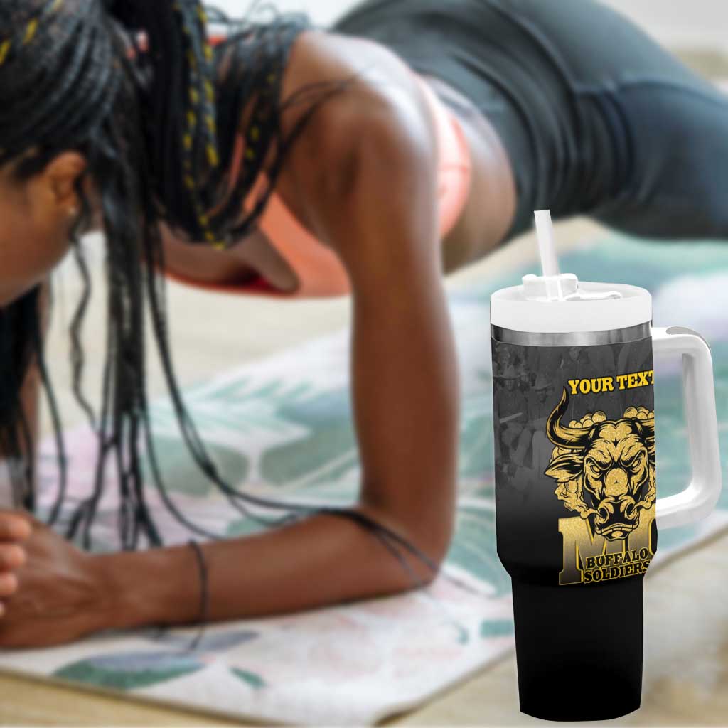 Personalized Buffalo Soldier Tumbler With Handle African American Heroes - Black - African Pride