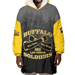 Personalized Buffalo Soldier Wearable Blanket Hoodie African American Heroes - Black - African Pride