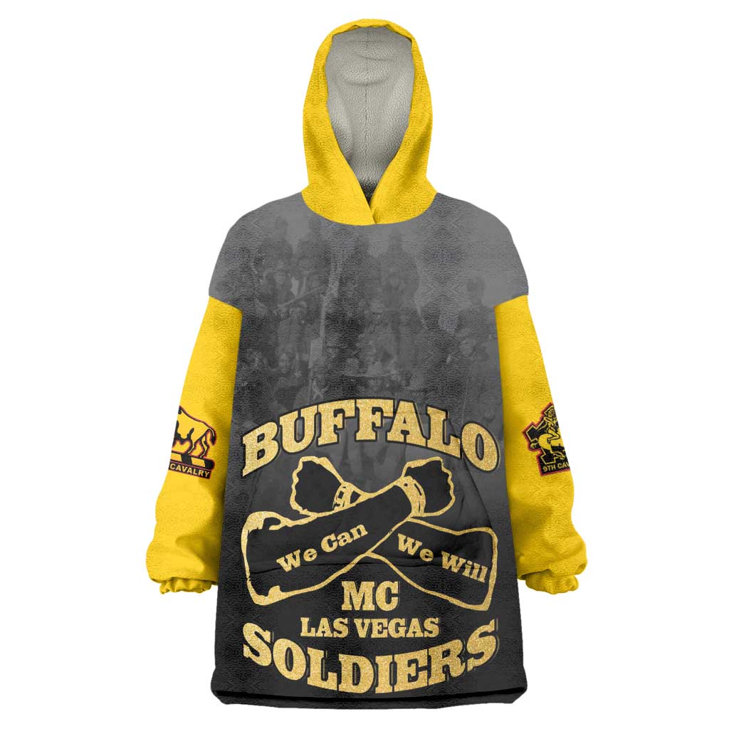 Personalized Buffalo Soldier Wearable Blanket Hoodie African American Heroes - Black - African Pride