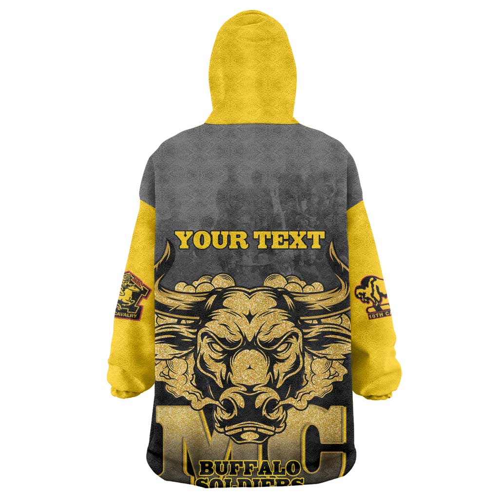 Personalized Buffalo Soldier Wearable Blanket Hoodie African American Heroes - Black - African Pride