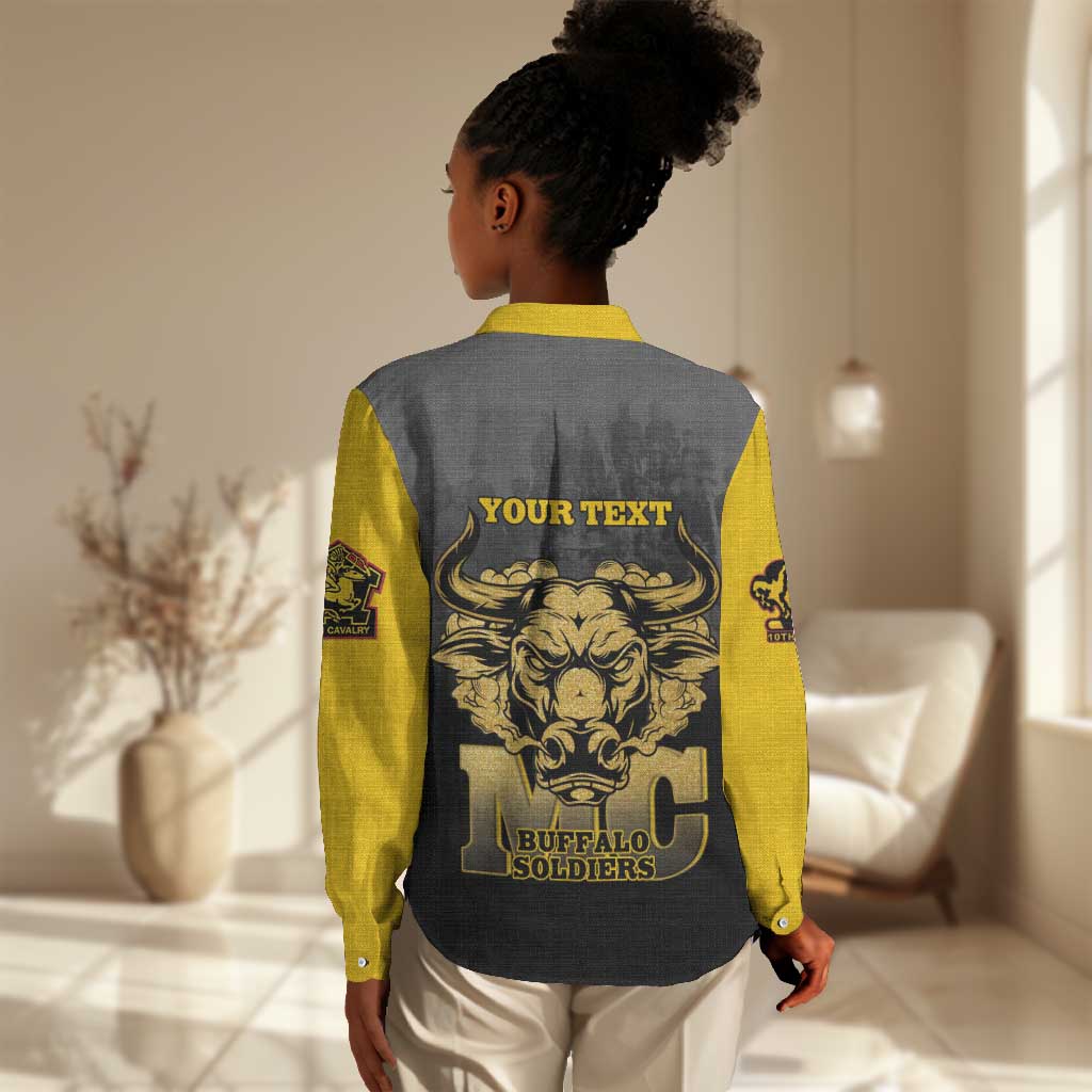 Personalized Buffalo Soldier Women Casual Shirt African American Heroes - Black - African Pride