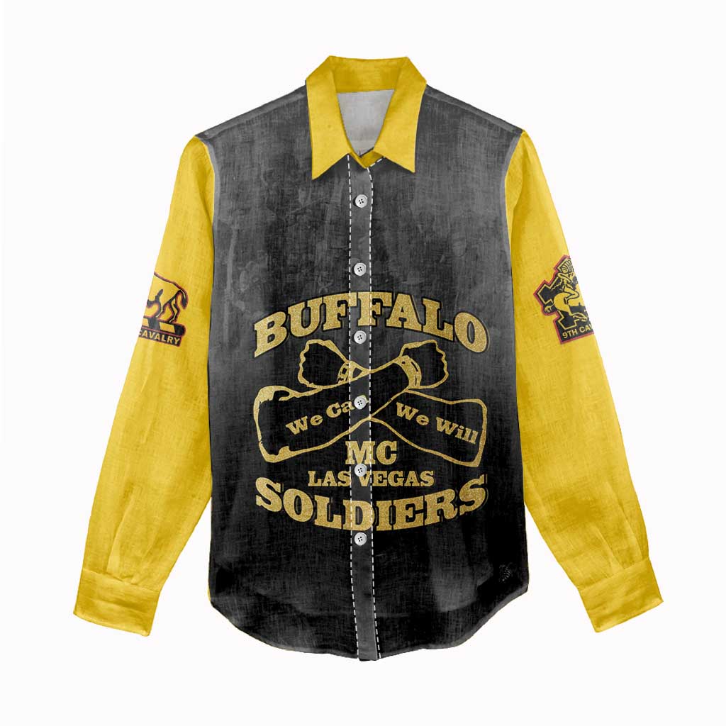 Personalized Buffalo Soldier Women Casual Shirt African American Heroes - Black - African Pride