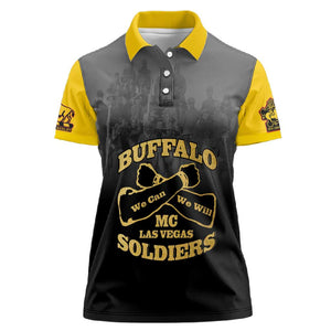 Personalized Buffalo Soldier Women Polo Shirt African American Heroes - Black - African Pride