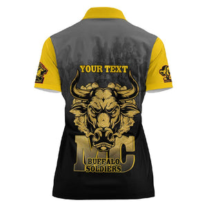 Personalized Buffalo Soldier Women Polo Shirt African American Heroes - Black - African Pride