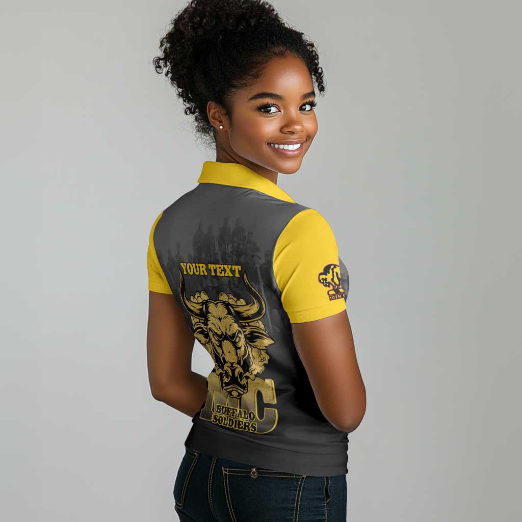 Personalized Buffalo Soldier Women Polo Shirt African American Heroes - Black - African Pride