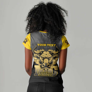 Personalized Buffalo Soldier Women V-Neck T-Shirt African American Heroes - Black - African Pride