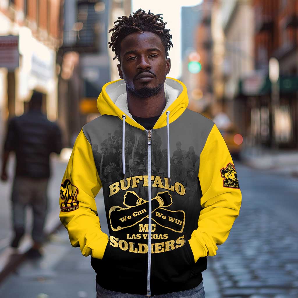 Personalized Buffalo Soldier Zip Hoodie African American Heroes - Black - African Pride