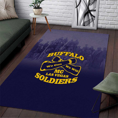 Buffalo Soldier Area Rug African American Heroes - Navy Blue - African Pride