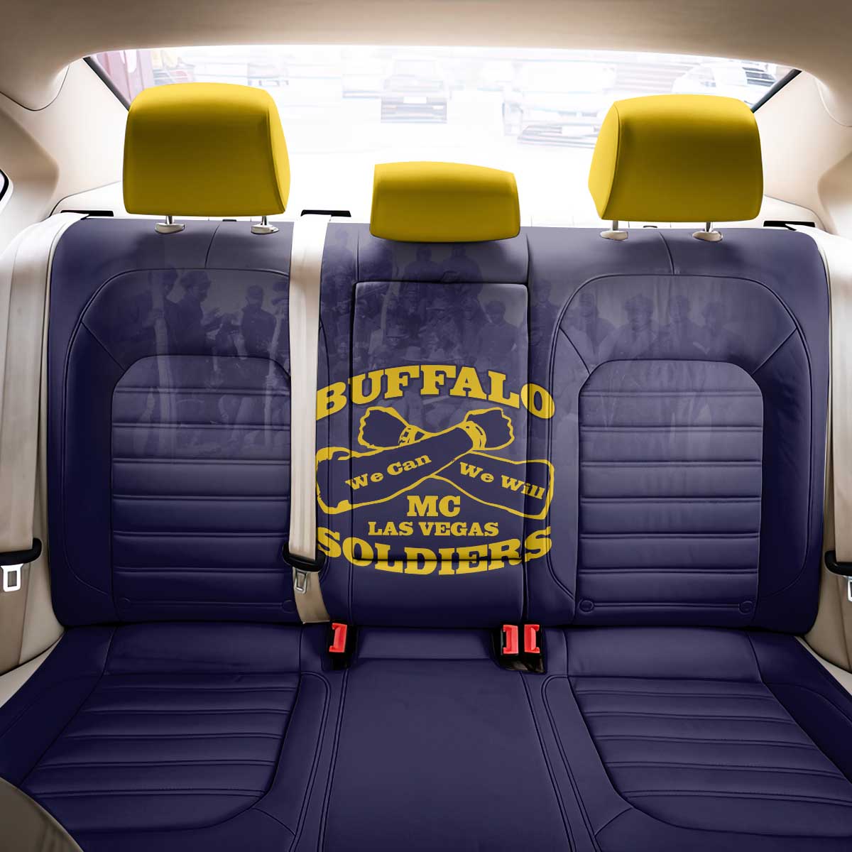 Buffalo Soldier Back Car Seat Cover African American Heroes - Navy Blue - African Pride