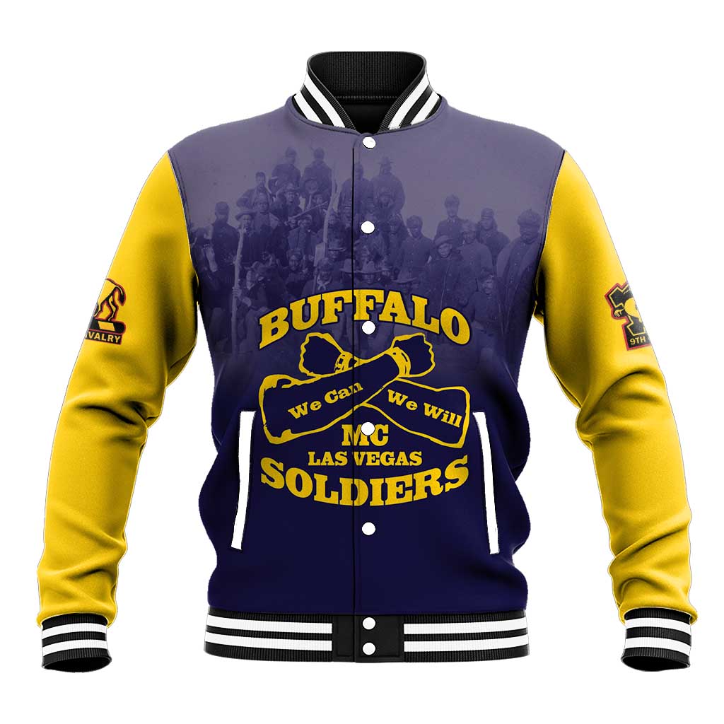 Personalized Buffalo Soldier Baseball Jacket African American Heroes - Navy Blue - African Pride