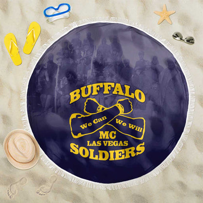 Buffalo Soldier Beach Blanket African American Heroes - Navy Blue - African Pride