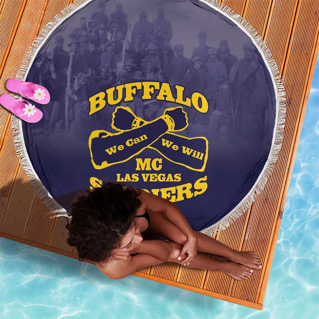 Buffalo Soldier Beach Blanket African American Heroes - Navy Blue - African Pride
