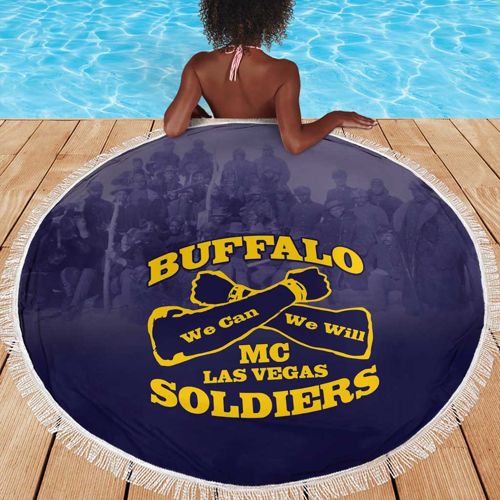 Buffalo Soldier Beach Blanket African American Heroes - Navy Blue - African Pride