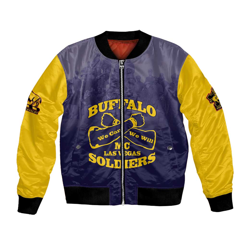 Personalized Buffalo Soldier Bomber Jacket African American Heroes - Navy Blue - African Pride