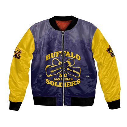 Personalized Buffalo Soldier Bomber Jacket African American Heroes - Navy Blue - African Pride