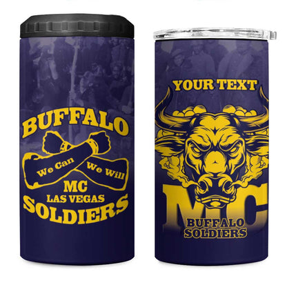 Personalized Buffalo Soldier 4 in 1 Can Cooler Tumbler African American Heroes - Navy Blue - African Pride