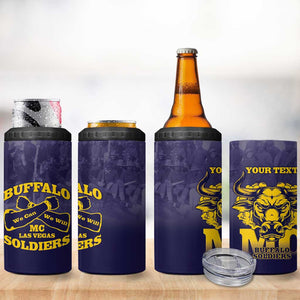 Personalized Buffalo Soldier 4 in 1 Can Cooler Tumbler African American Heroes - Navy Blue - African Pride