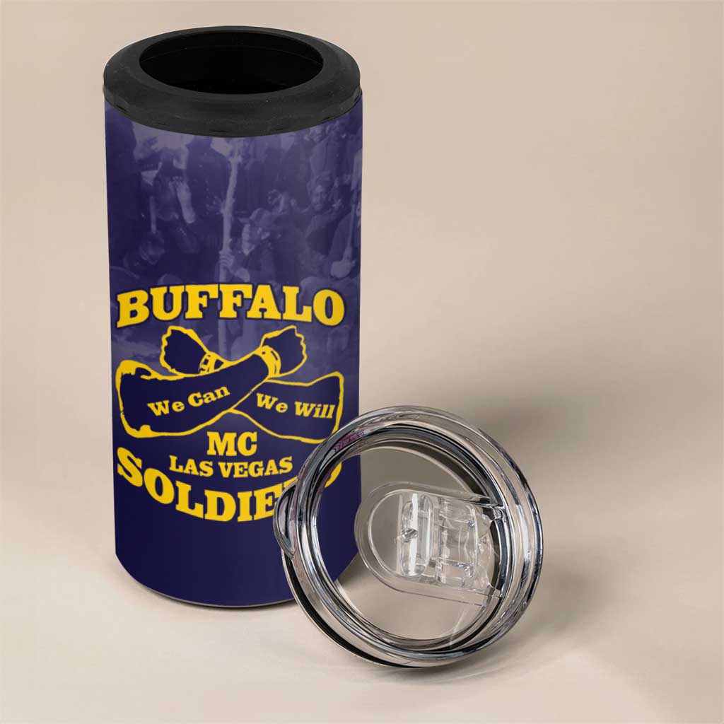 Personalized Buffalo Soldier 4 in 1 Can Cooler Tumbler African American Heroes - Navy Blue - African Pride