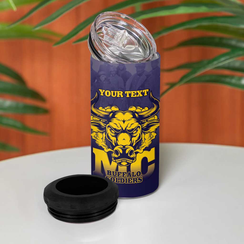 Personalized Buffalo Soldier 4 in 1 Can Cooler Tumbler African American Heroes - Navy Blue - African Pride