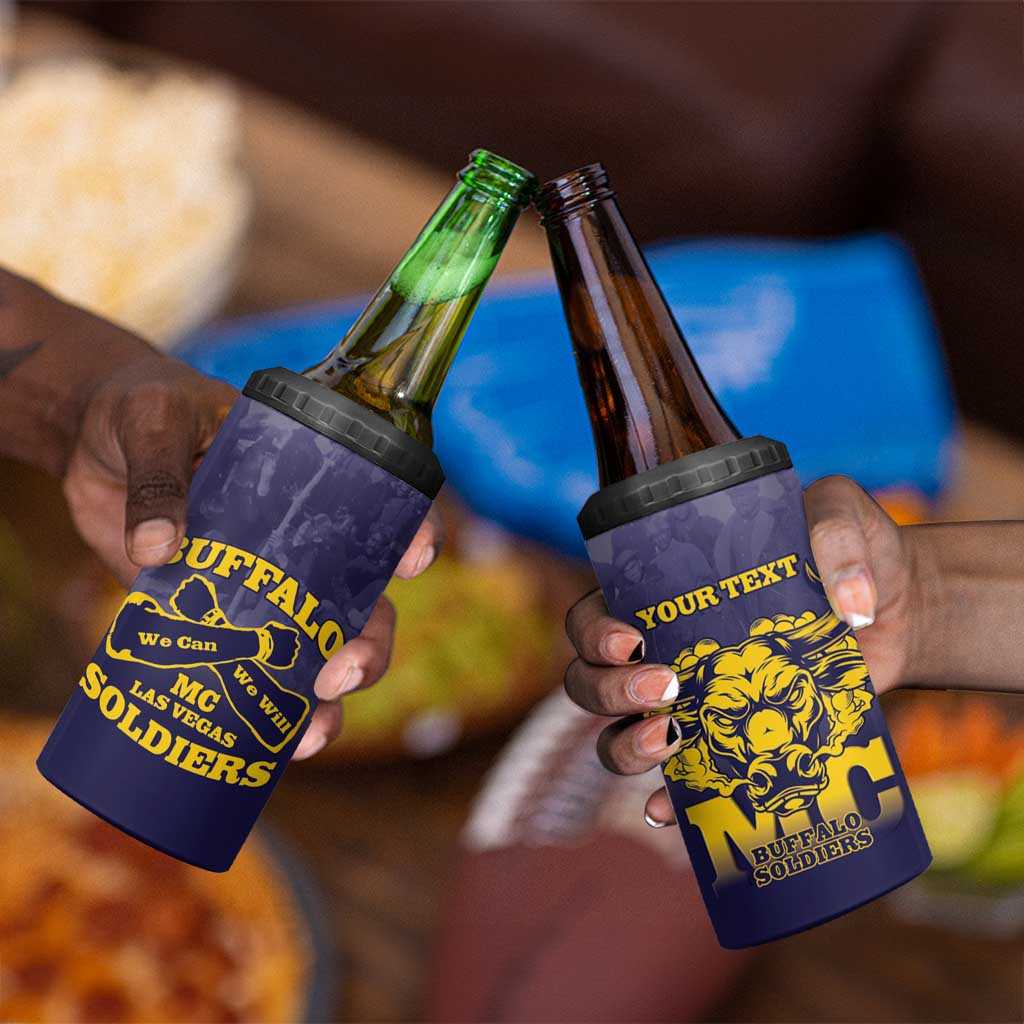 Personalized Buffalo Soldier 4 in 1 Can Cooler Tumbler African American Heroes - Navy Blue - African Pride
