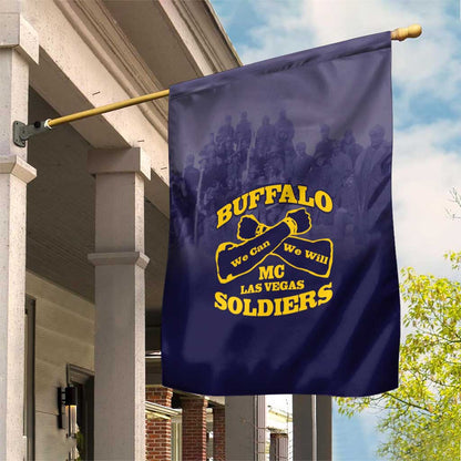 Buffalo Soldier Garden Flag African American Heroes - Navy Blue - African Pride