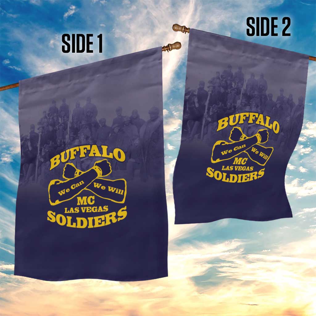 Buffalo Soldier Garden Flag African American Heroes - Navy Blue - African Pride
