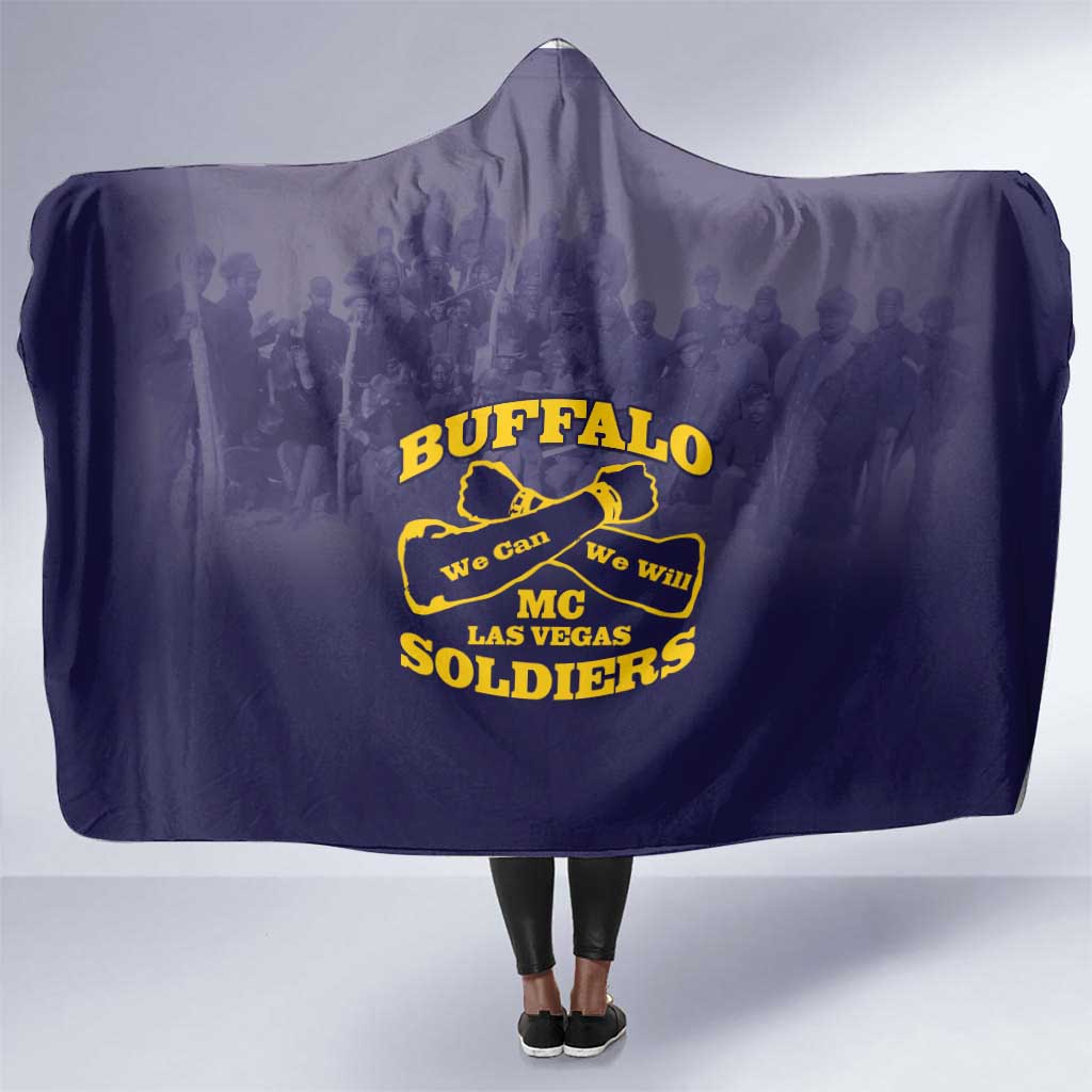 Buffalo Soldier Hooded Blanket African American Heroes - Navy Blue - African Pride