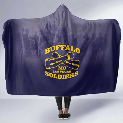 Buffalo Soldier Hooded Blanket African American Heroes - Navy Blue - African Pride