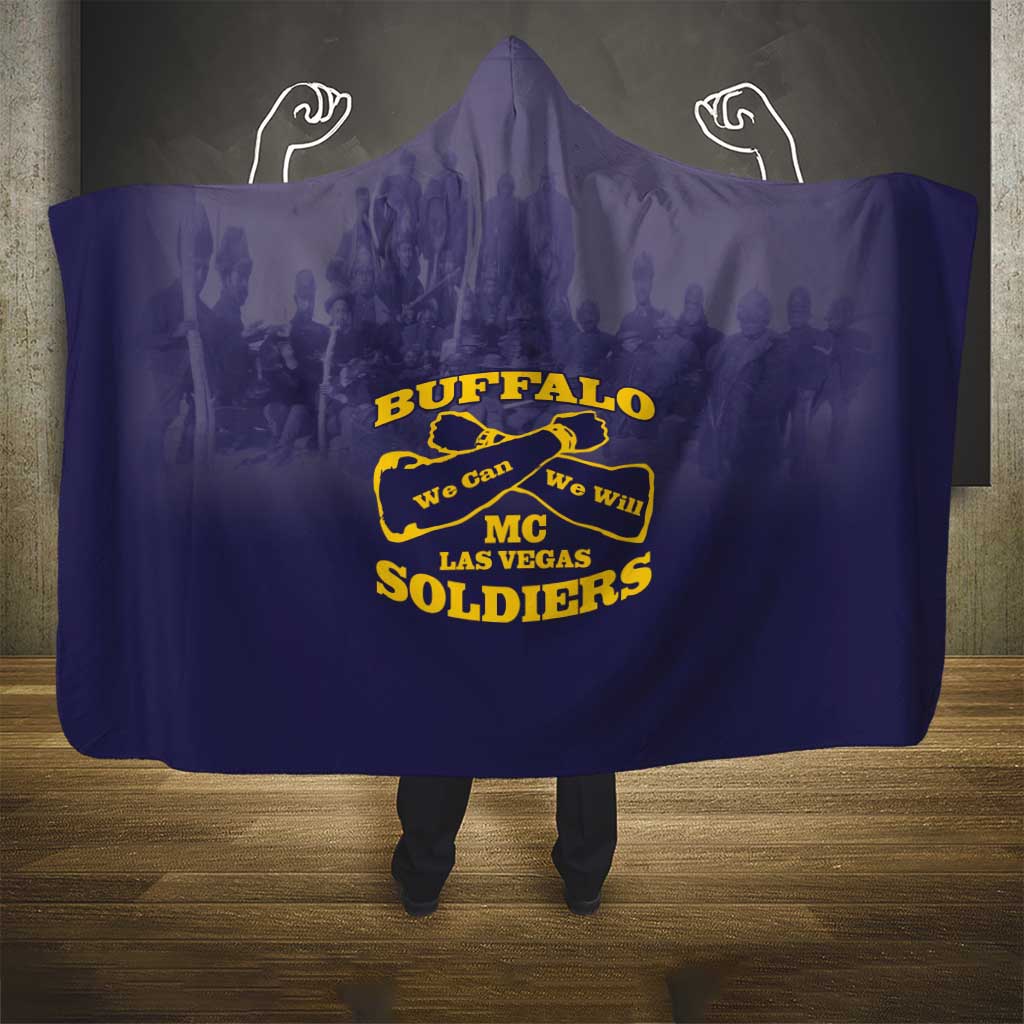 Buffalo Soldier Hooded Blanket African American Heroes - Navy Blue - African Pride