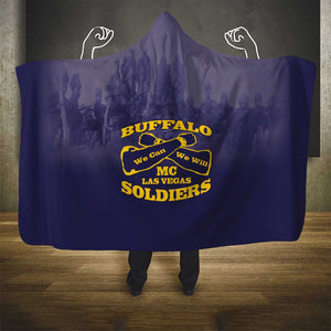 Buffalo Soldier Hooded Blanket African American Heroes - Navy Blue - African Pride