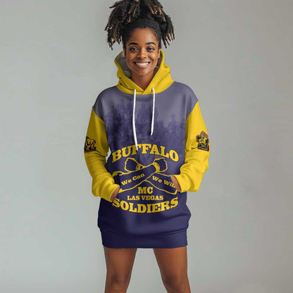 Personalized Buffalo Soldier Hoodie Dress African American Heroes - Navy Blue - African Pride