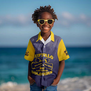 Personalized Buffalo Soldier Kid Hawaiian Shirt African American Heroes - Navy Blue - African Pride