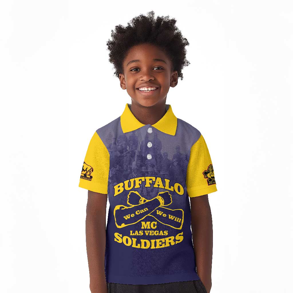 Personalized Buffalo Soldier Kid Polo Shirt African American Heroes - Navy Blue - African Pride