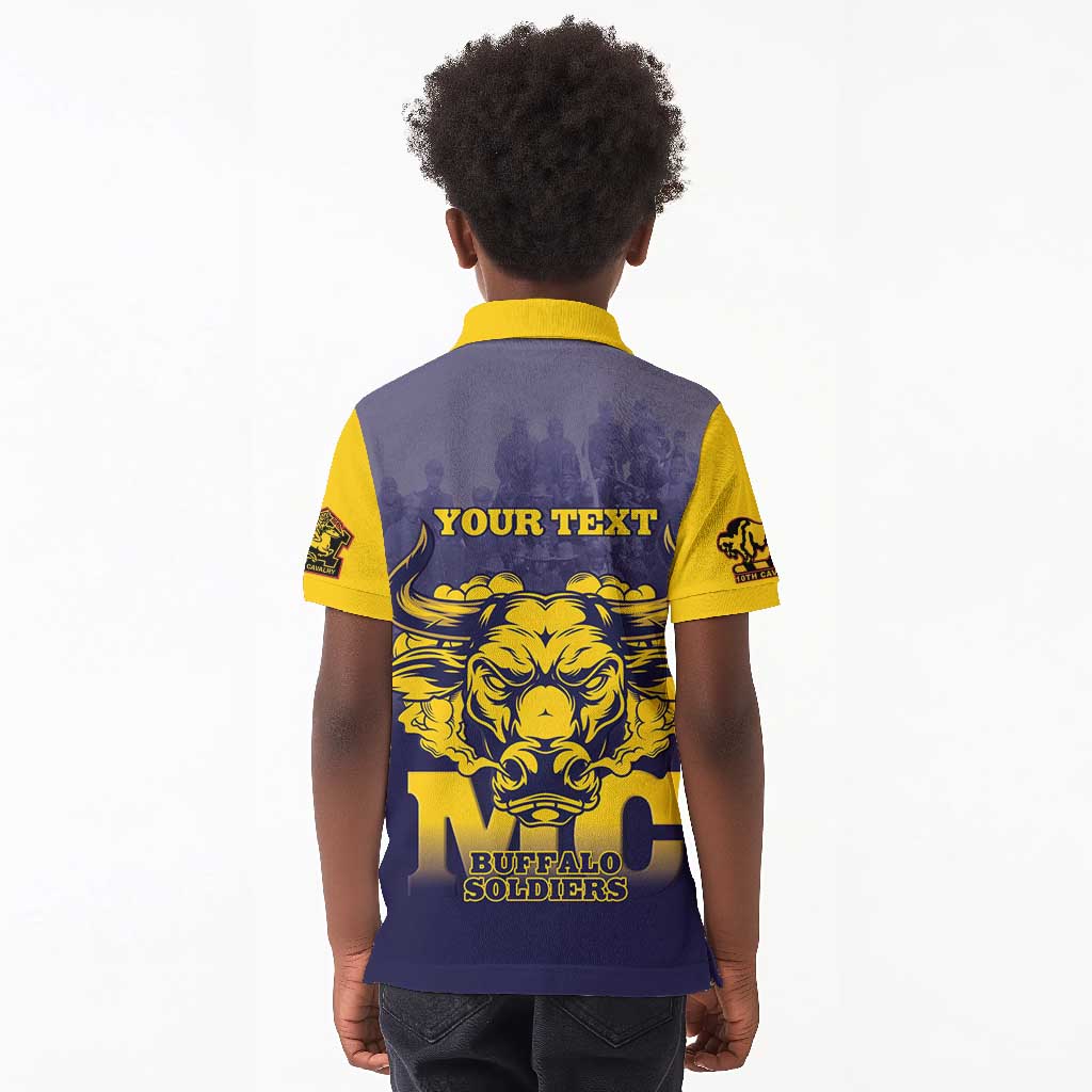 Personalized Buffalo Soldier Kid Polo Shirt African American Heroes - Navy Blue - African Pride