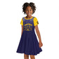 Personalized Buffalo Soldier Kid Short Sleeve Dress African American Heroes - Navy Blue - African Pride