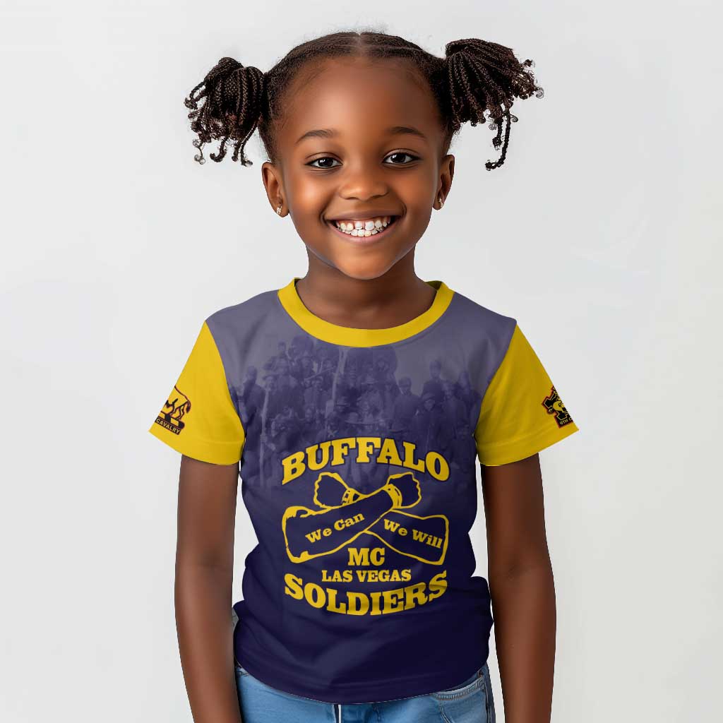 Personalized Buffalo Soldier Kid T shirt African American Heroes - Navy Blue - African Pride