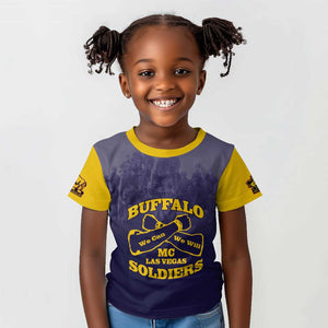 Personalized Buffalo Soldier Kid T shirt African American Heroes - Navy Blue - African Pride