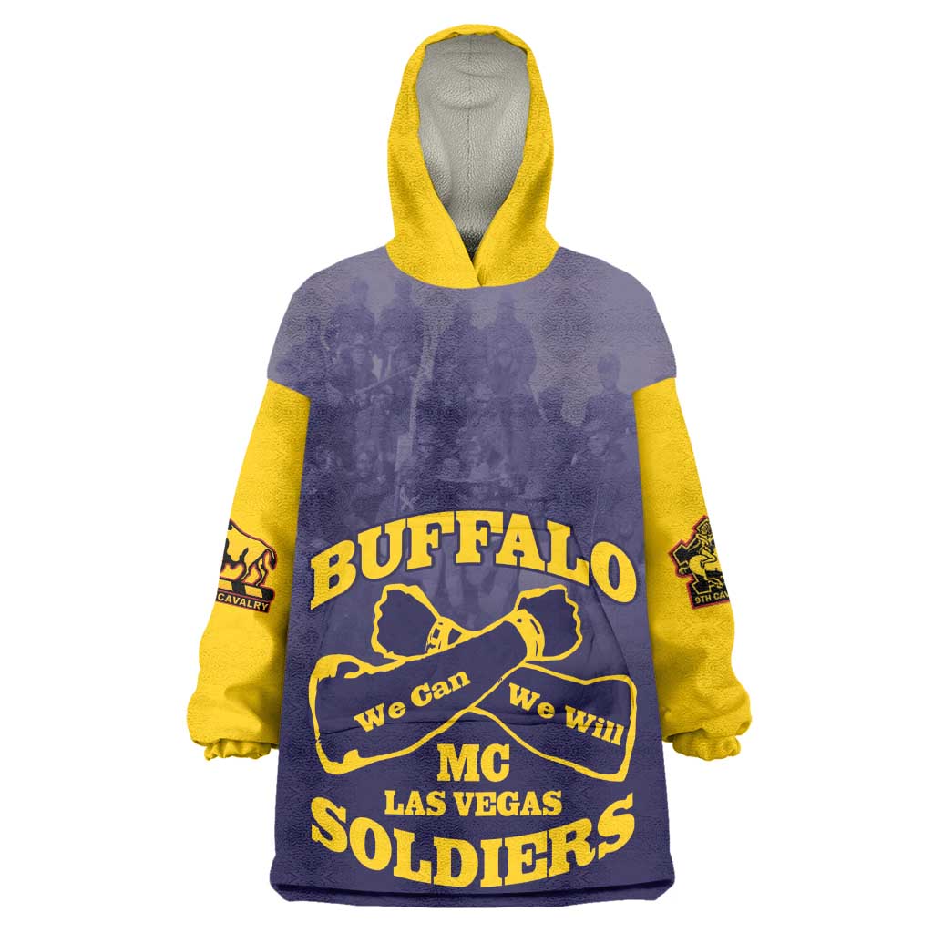 Personalized Buffalo Soldier Kid Wearable Blanket Hoodie African American Heroes - Navy Blue - African Pride