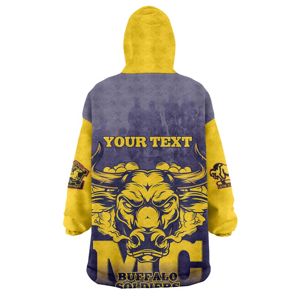 Personalized Buffalo Soldier Kid Wearable Blanket Hoodie African American Heroes - Navy Blue - African Pride