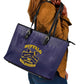 Buffalo Soldier Leather Tote Bag African American Heroes - Navy Blue - African Pride