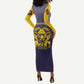 Personalized Buffalo Soldier Long Sleeve Bodycon Dress African American Heroes - Navy Blue - African Pride